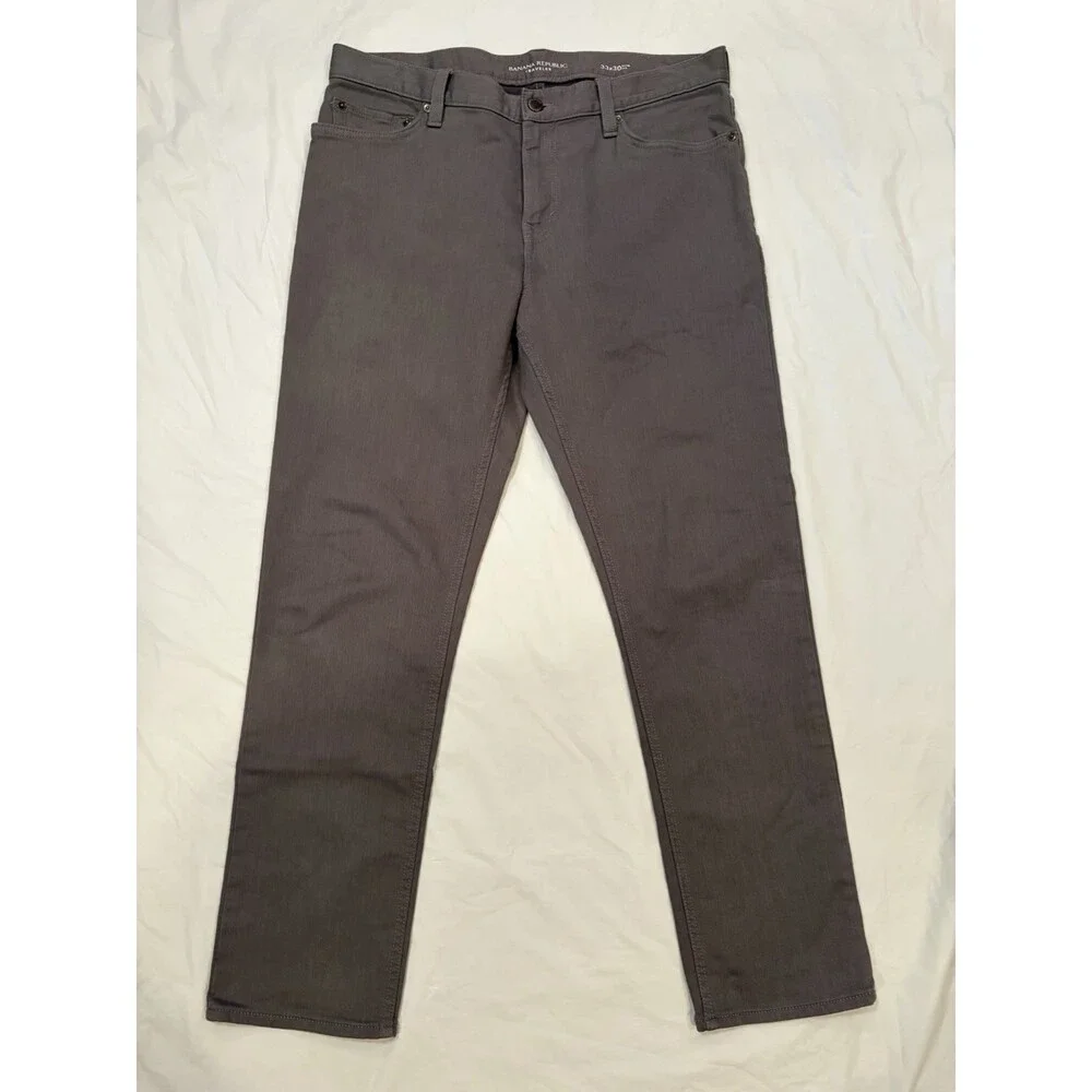 Banana Republic Jeans Men's 33x30 Grey Traveler Slim Fit 5-Pocket